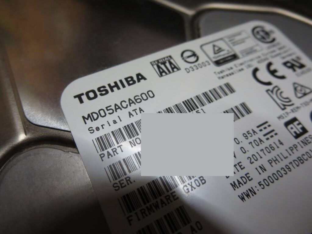 TOSHIBA MD05ACA600 通電しない・認識しないハードディスク