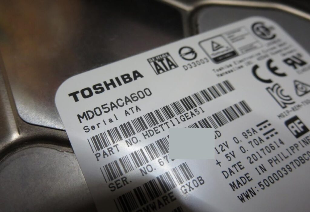 TOSHIBA MD05ACA600（通電しない・認識しない）からのデータ復旧事例